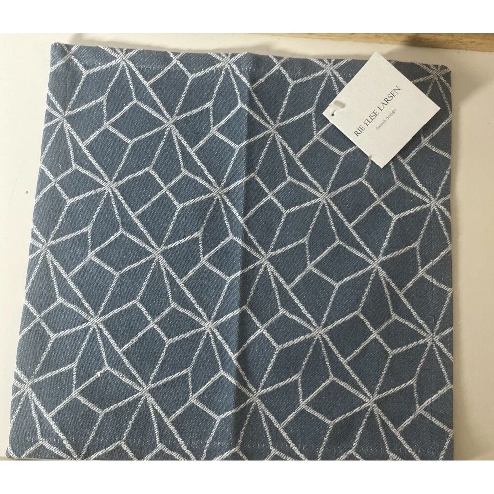 Rie Elise Larsen Set Of 2 Dishcloths Blue/white Geometry Pattern Kitchen